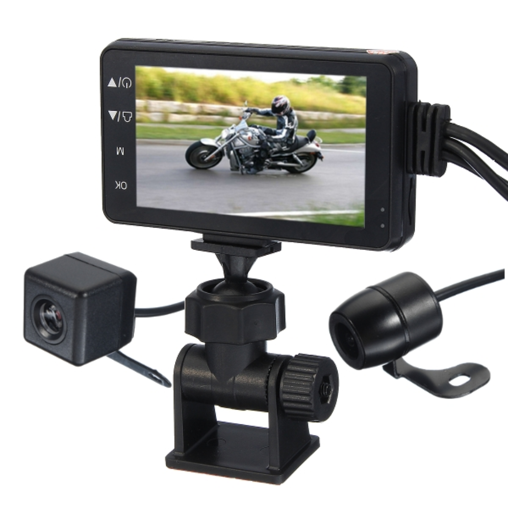 Cámara De Moto Dual Dvr 3inch Full Hd Impermeable Sport Lcd