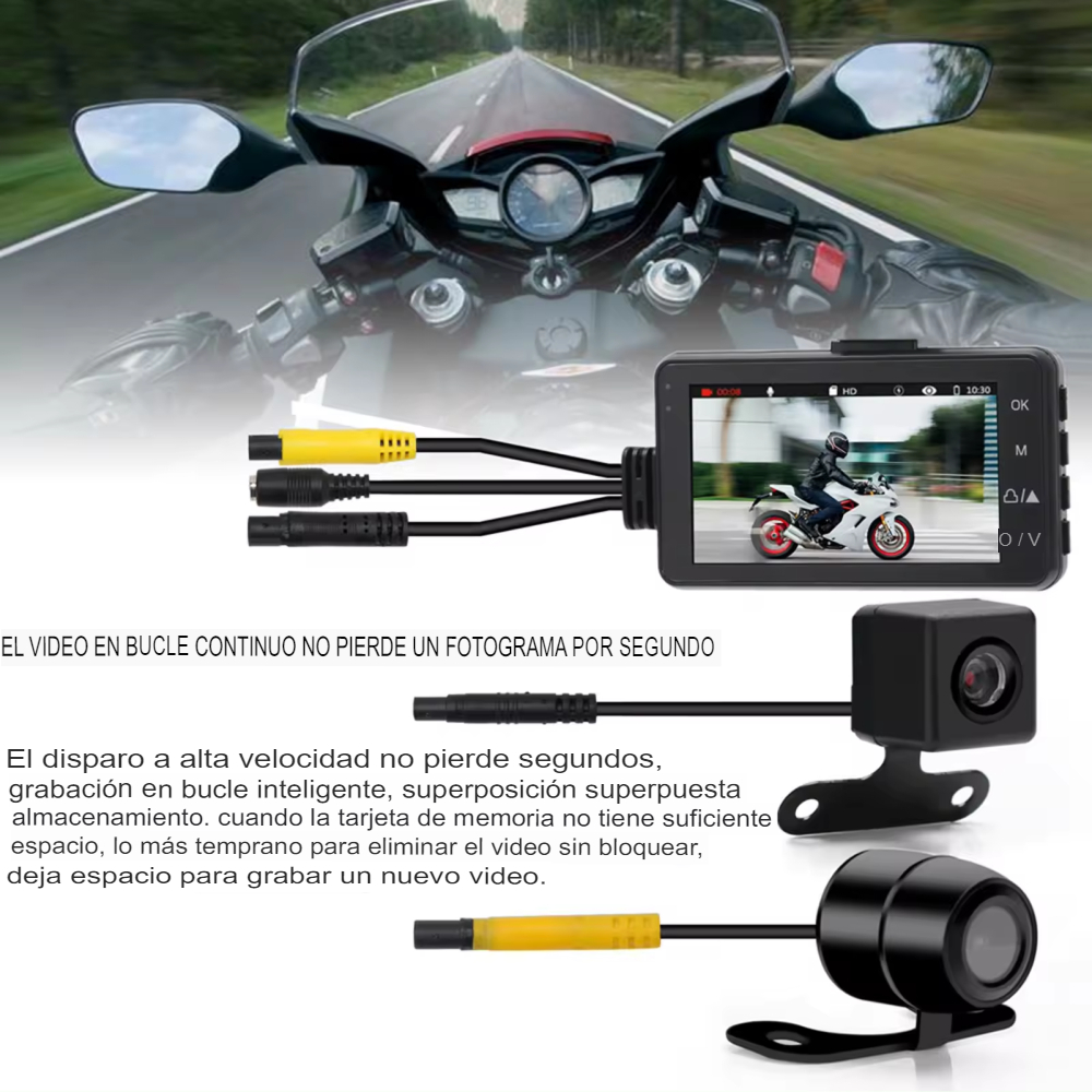 Cámara De Moto Dual Dvr 3inch Full Hd Impermeable Sport Lcd