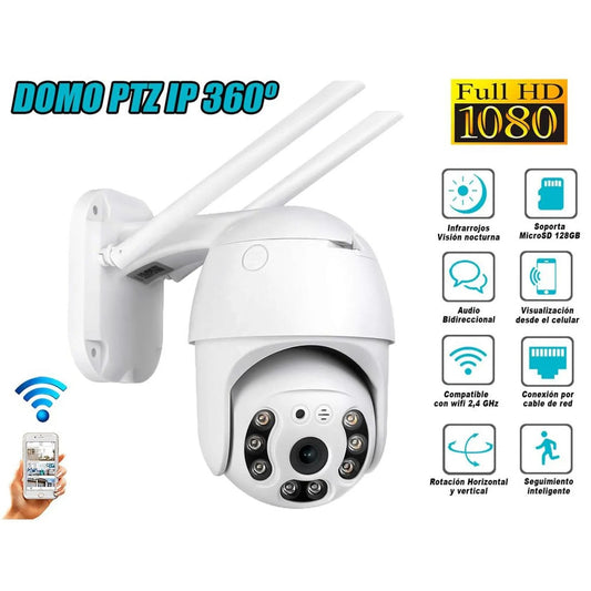 Cámara Seguridad Ip Wifi Robótica Visión Nocturna 2 Antenas Wifi A6 IP66